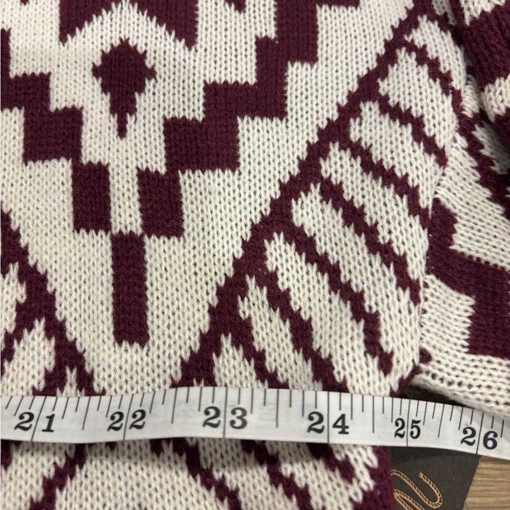 Wrangler Burgundy and White Patterned Cardigan Duster NWT! - Picture 9 of 9